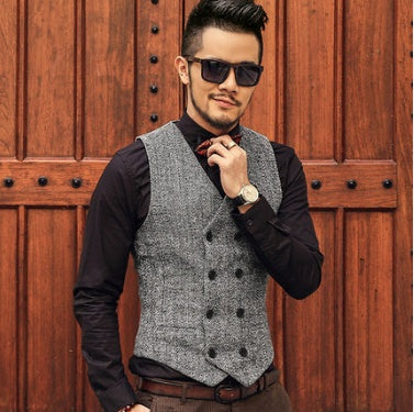 Men's woolen double-breasted vest