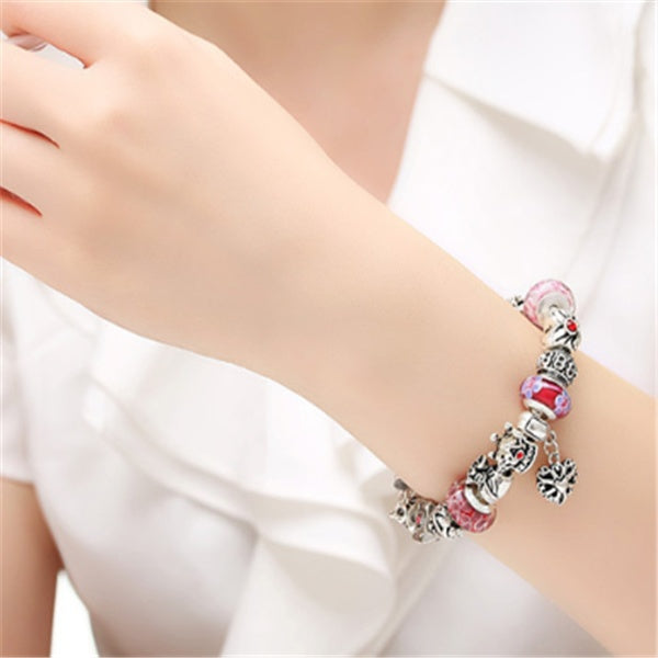 Glass beads alloy bracelet
