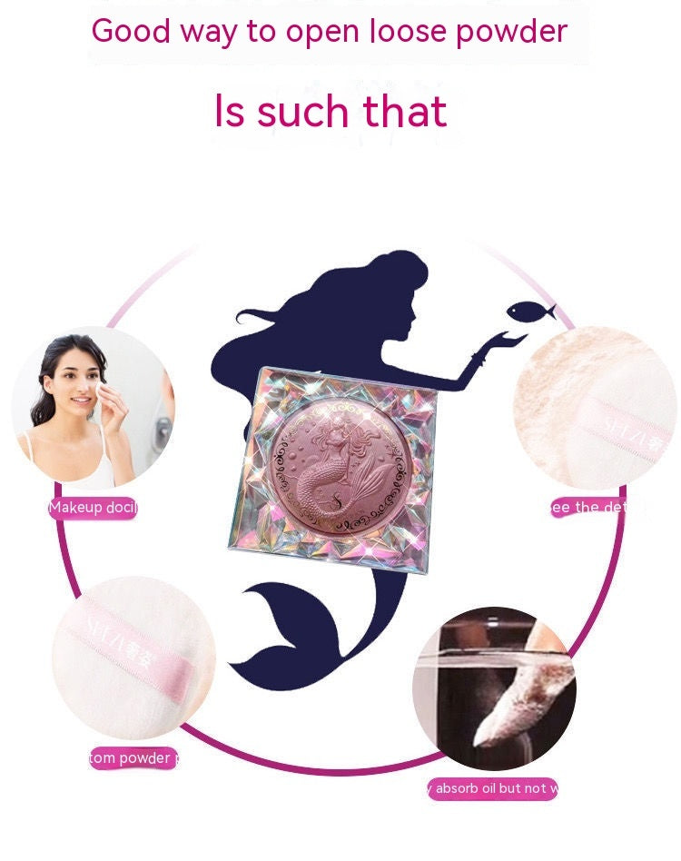 Mermaid Bright Crystal Mist Powder Finishing Loose Powder Waterproof Concealer Oil Control Powder