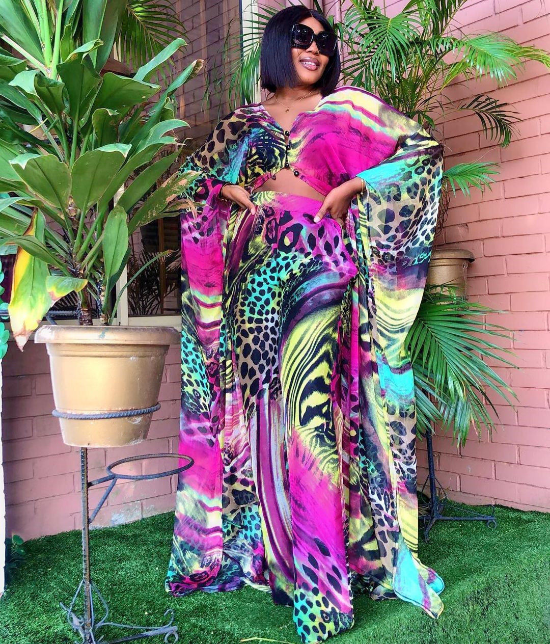 African Color Fashion Suit Dress And Pants