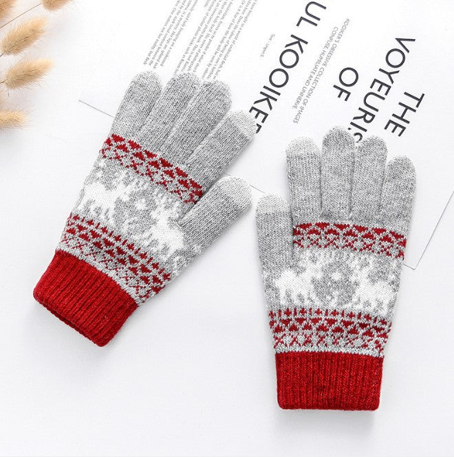 Women's Gloves Winter Warm Thickened Five-finger Riding Finger Gloves