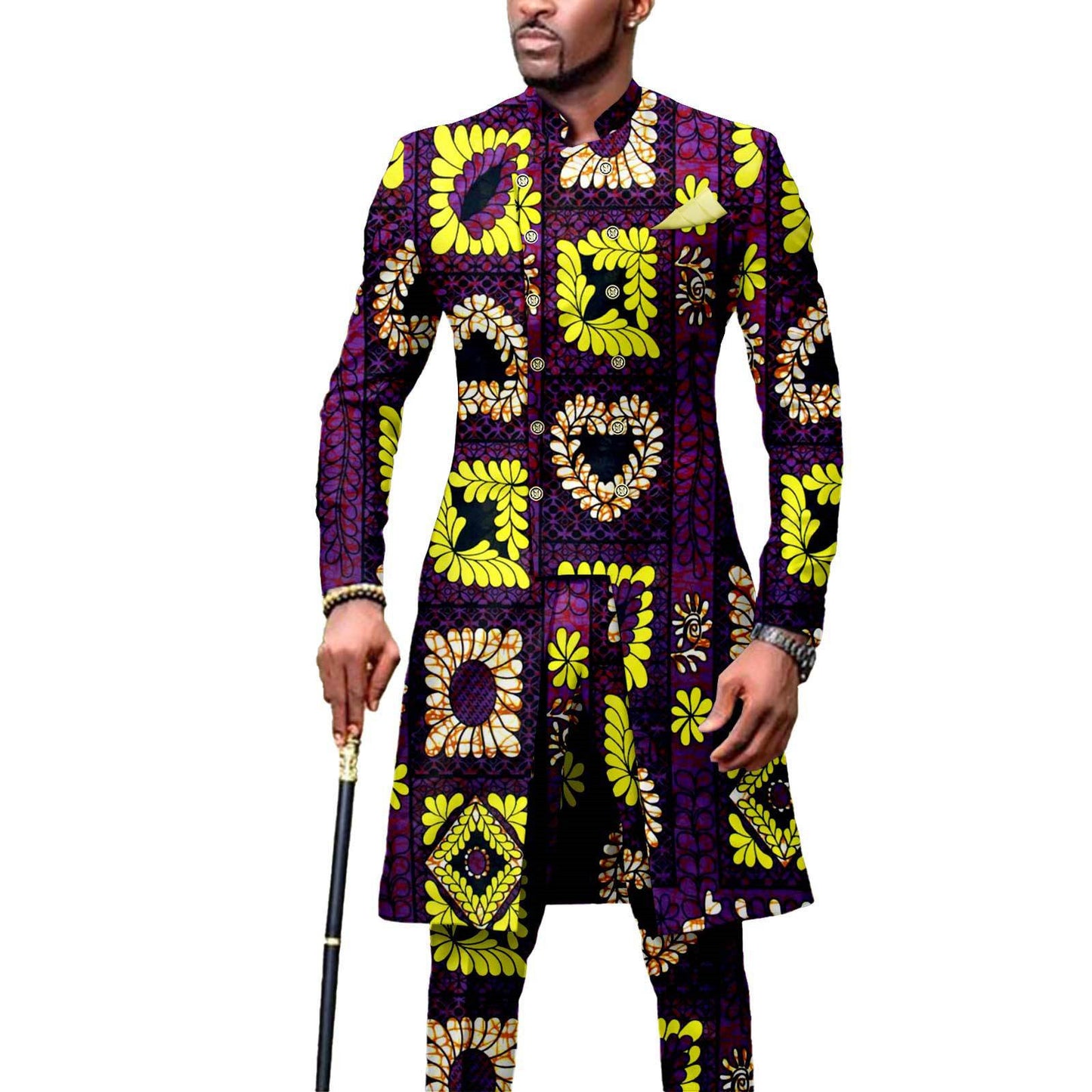 African Men's Slim Fashion Two Piece