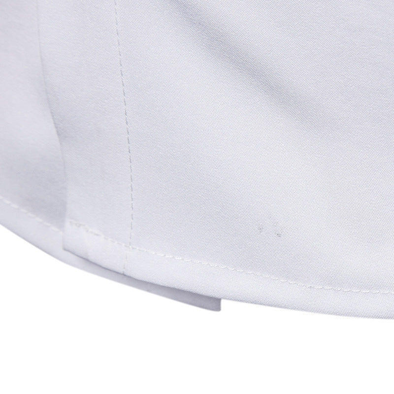 Solid color slant placket shirt gentleman