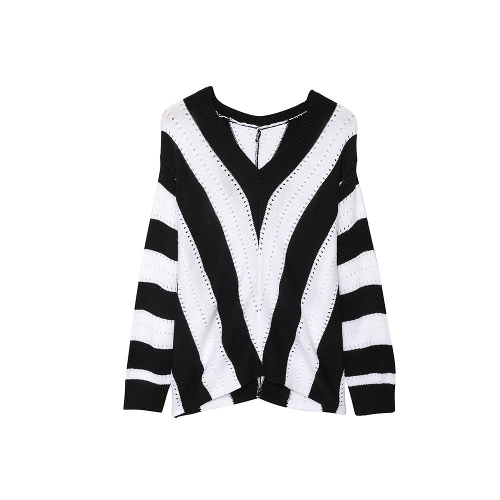 Casual V-neck Loose Sweater Women