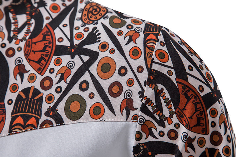 Men's African Printed Patchwork Design Short Sleeves