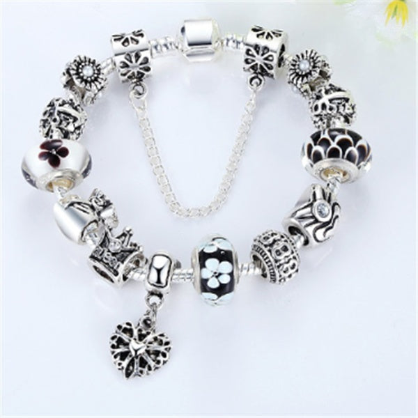 Glass beads alloy bracelet