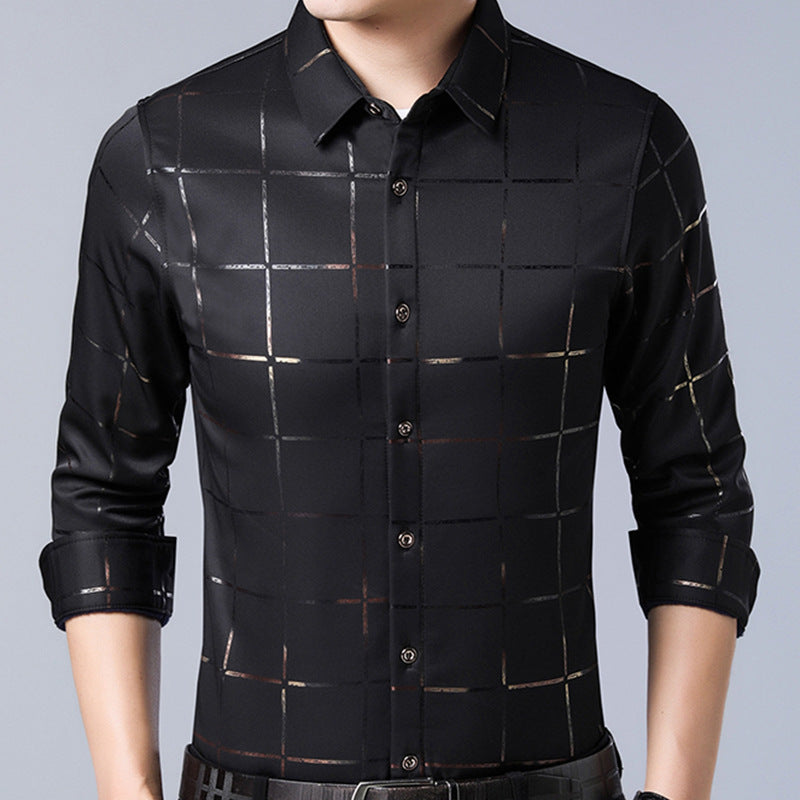 Fall men's checked long-sleeve shirts