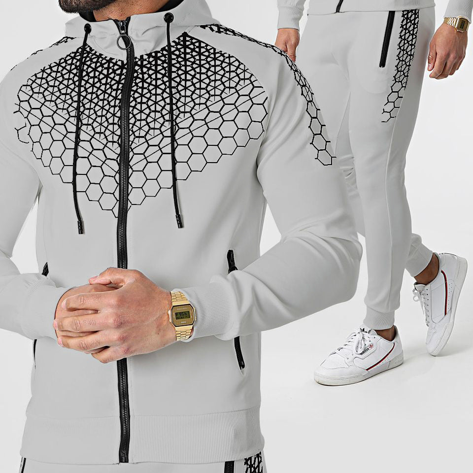 Amazon New European And American Hooded Sportswear Men's Jacket Casual Trousers Suit Foreign Trade Source Factory Direct Supply