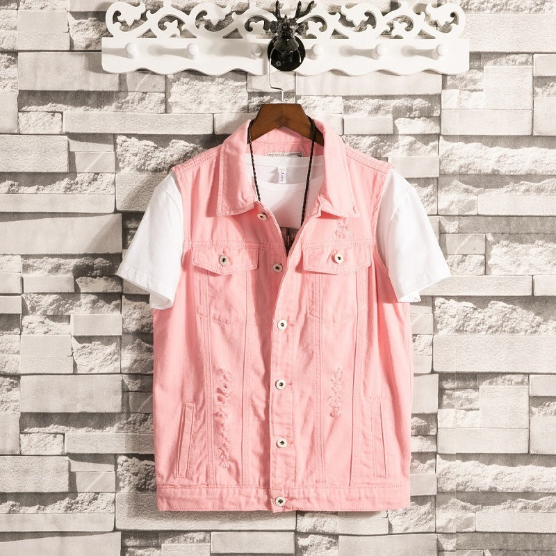 New Korean style slim men's denim vest