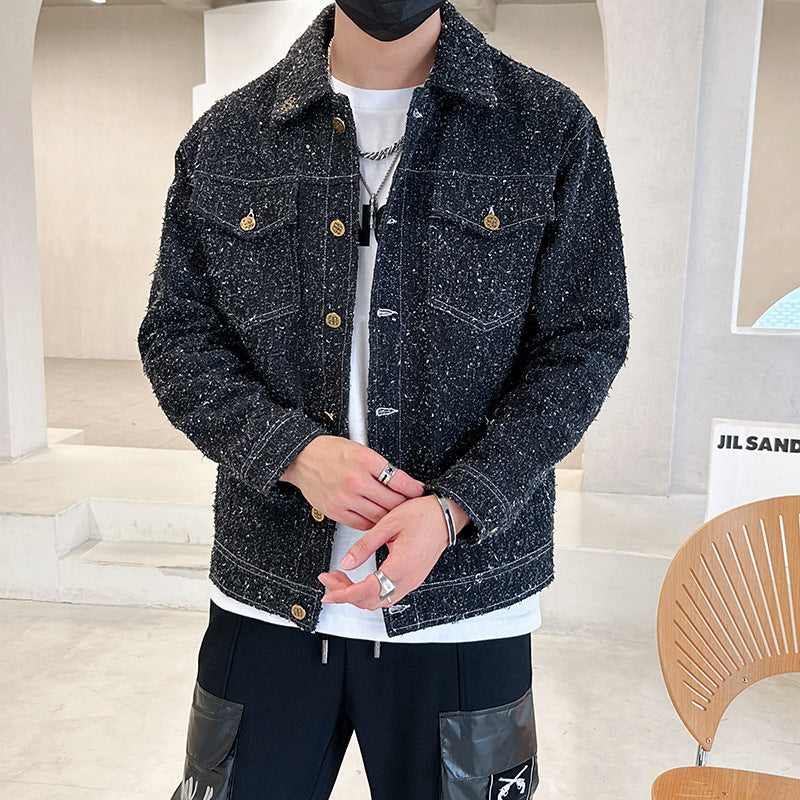 Machine Embroidery Lapel Casual Jacket Cardigan American Coat