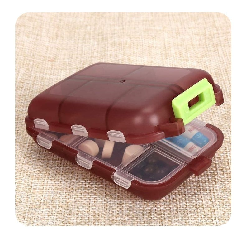 Travel Pill Organizer 10 Grid Moisture Proof Pills Box For Pocket Purse Daily Pill Case Portable Medicine Vitamin Holder Container