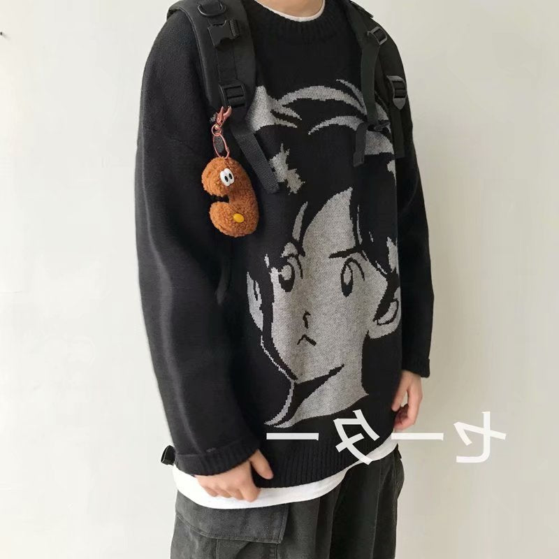 Retro Streetwear Knitted Pullover Autumn And Winter Loose Thick Warmth Hip-hop Pullover Men's Shirt