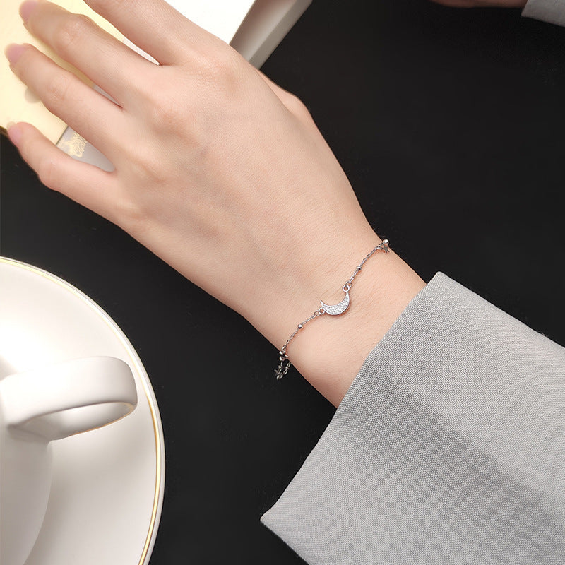 Moon small silver beads bracelet