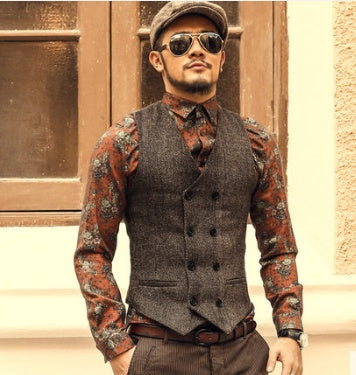 Men's woolen double-breasted vest