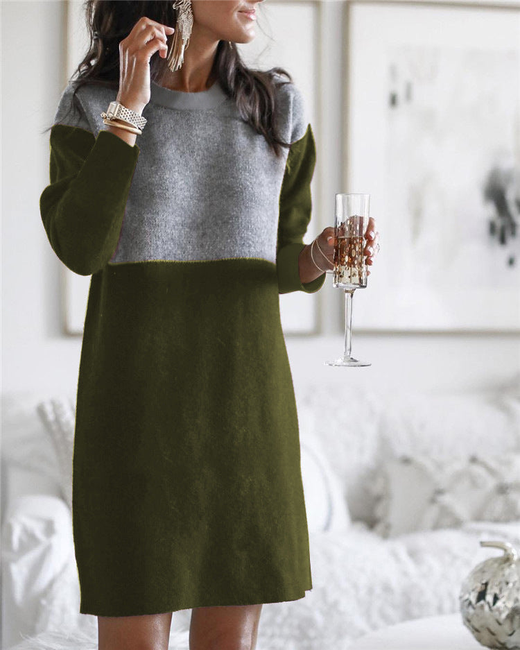 Women Net Red Woolen Sweater Dress