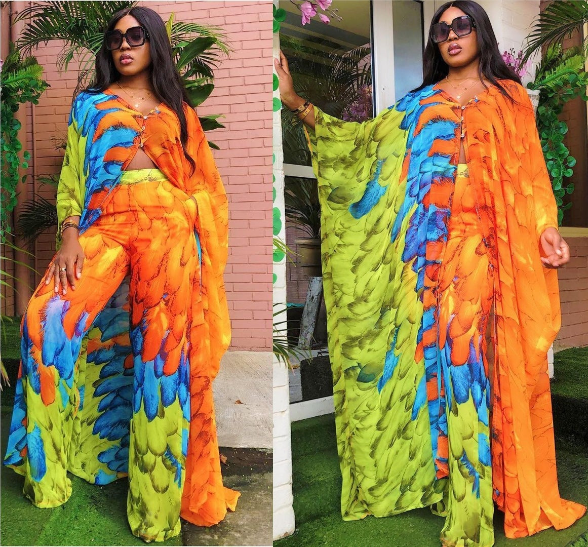 African Color Fashion Suit Dress And Pants