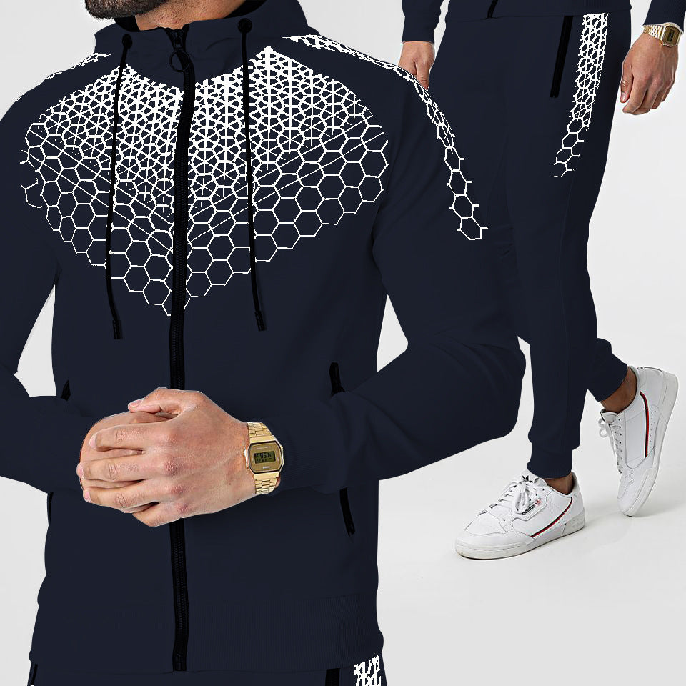 Amazon New European And American Hooded Sportswear Men's Jacket Casual Trousers Suit Foreign Trade Source Factory Direct Supply