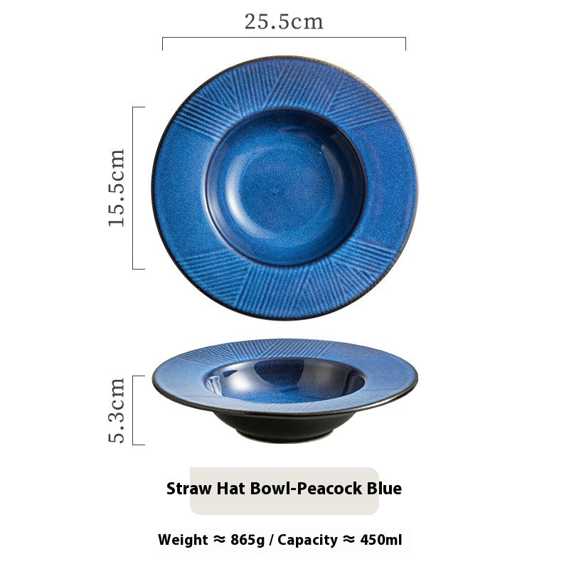 Table-mounted Thick Soup Deep Plates Straw Hat Bowl Pasta Dish