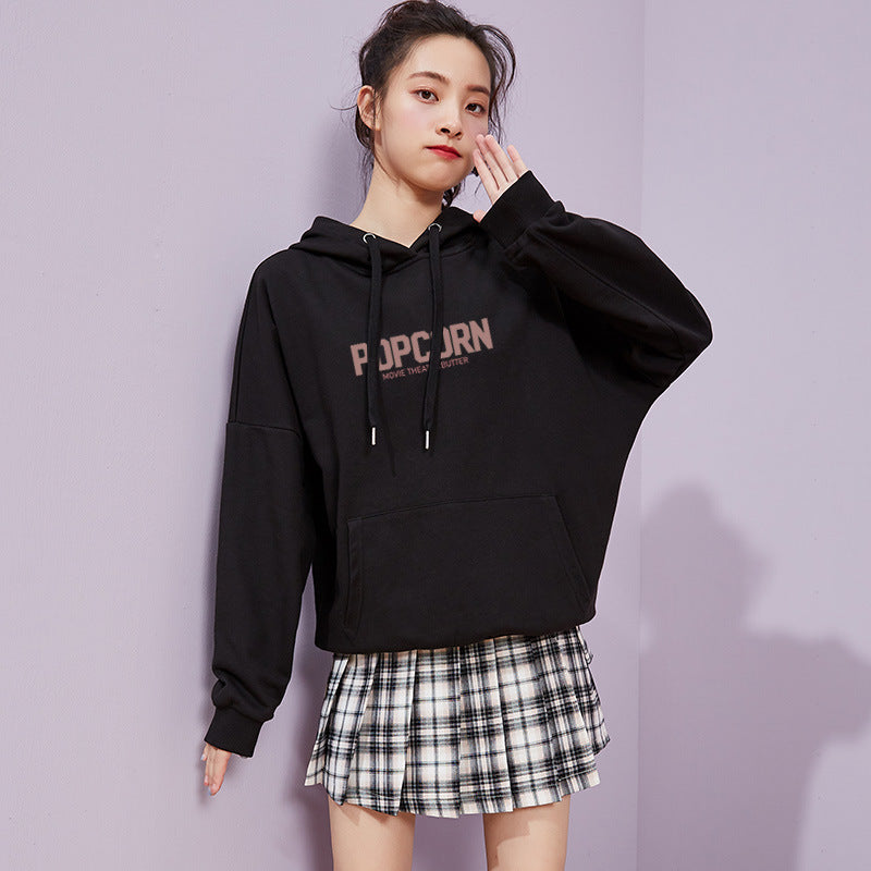Women trendy fashion letter hooded sweater