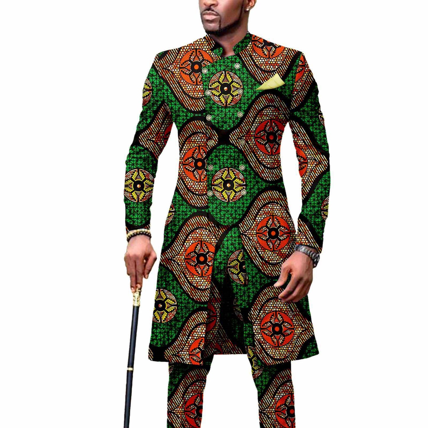 African Men's Slim Fashion Two Piece