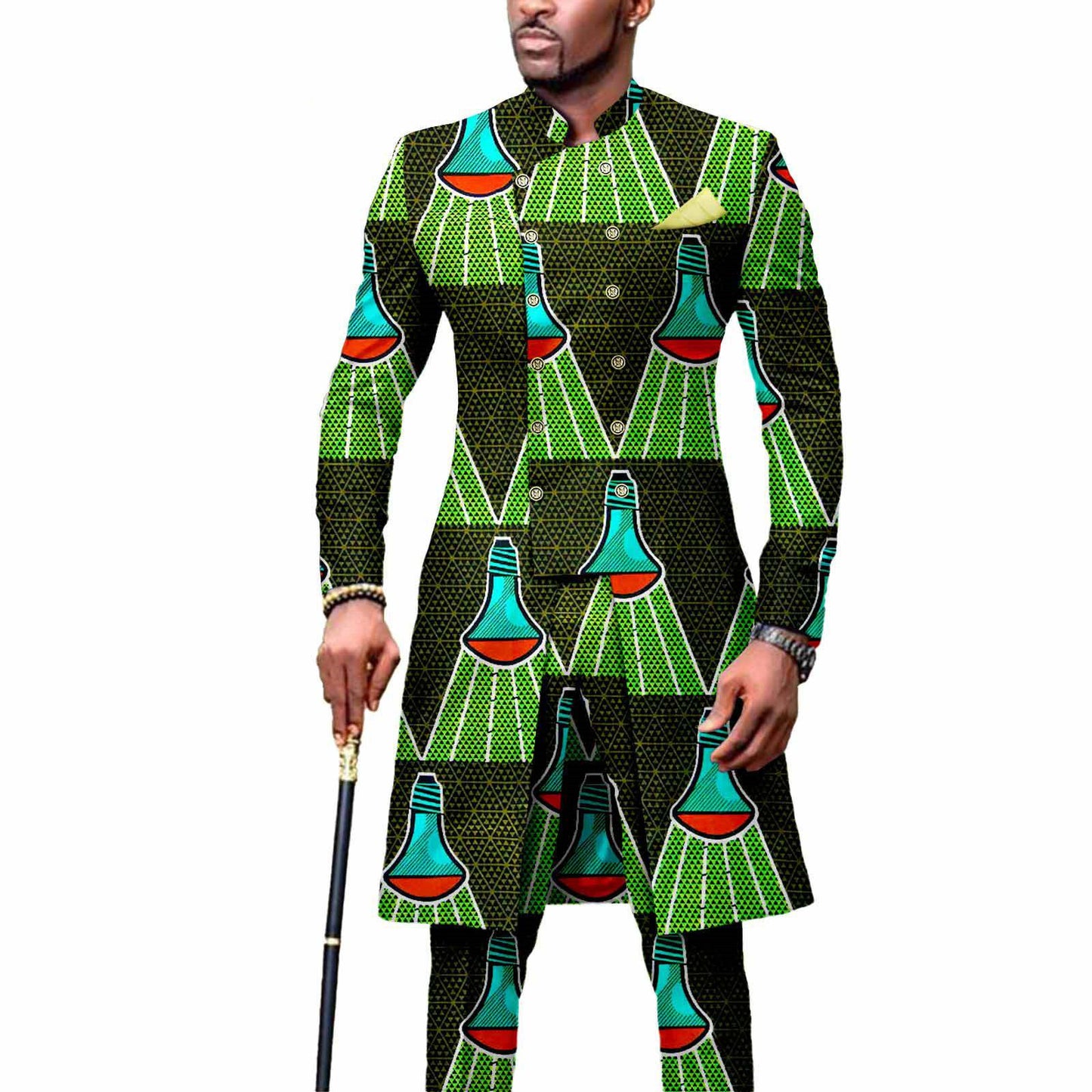 African Men's Slim Fashion Two Piece
