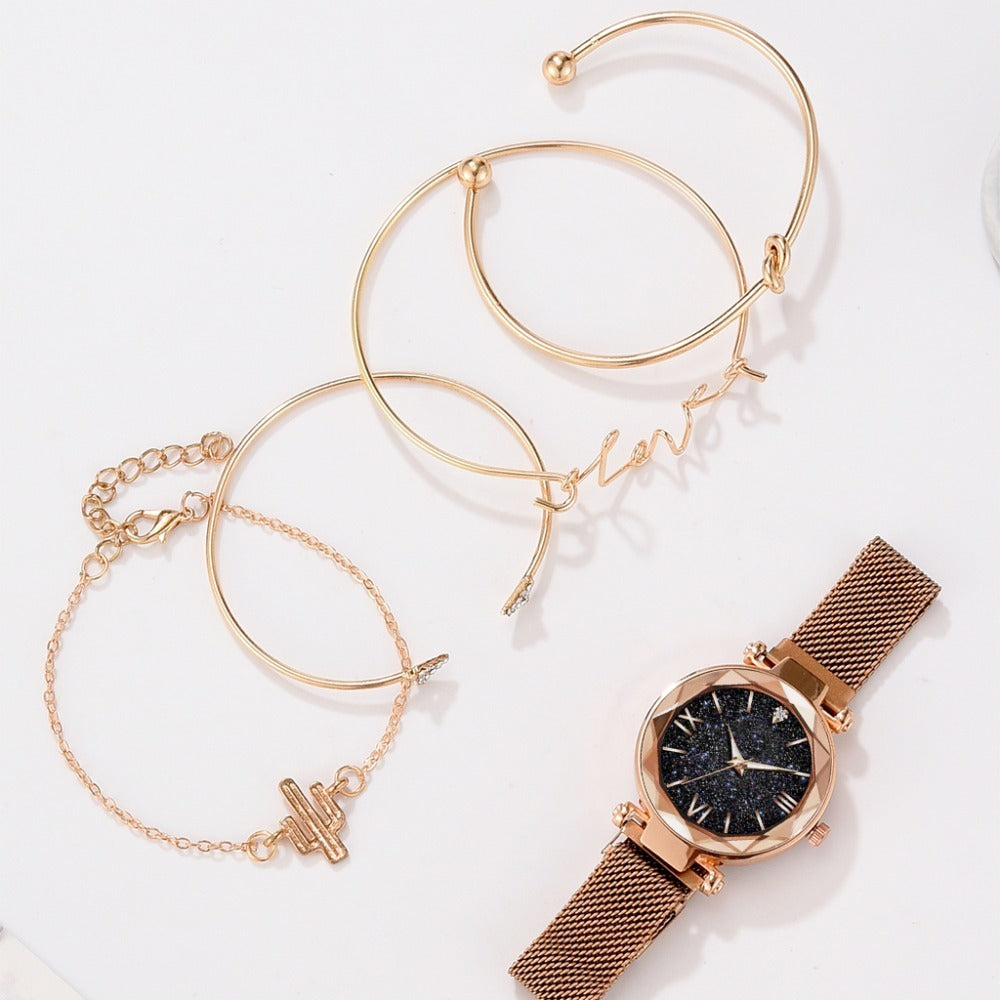Milan strap magnet buckle quartz watch