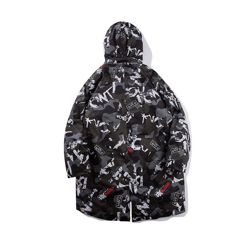 Camouflage printed long cotton jacket