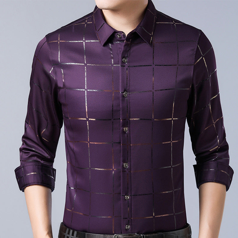 Fall men's checked long-sleeve shirts