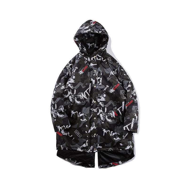 Camouflage printed long cotton jacket
