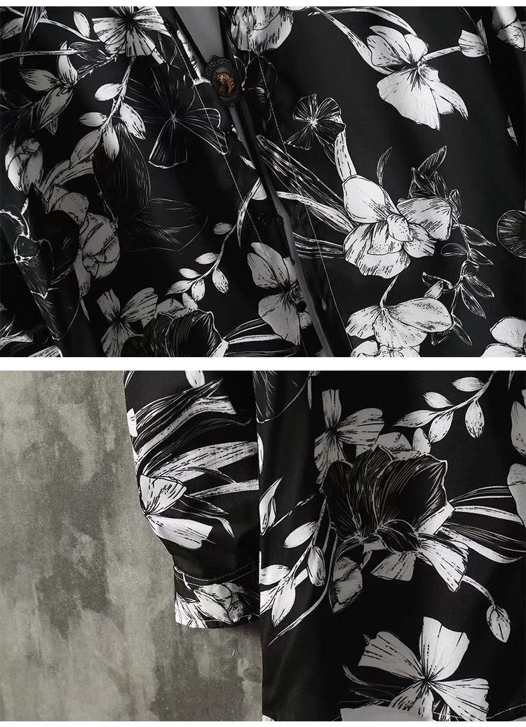 Ruffian Handsome Long-sleeved Floral Shirt Men's Casual Loose Trend
