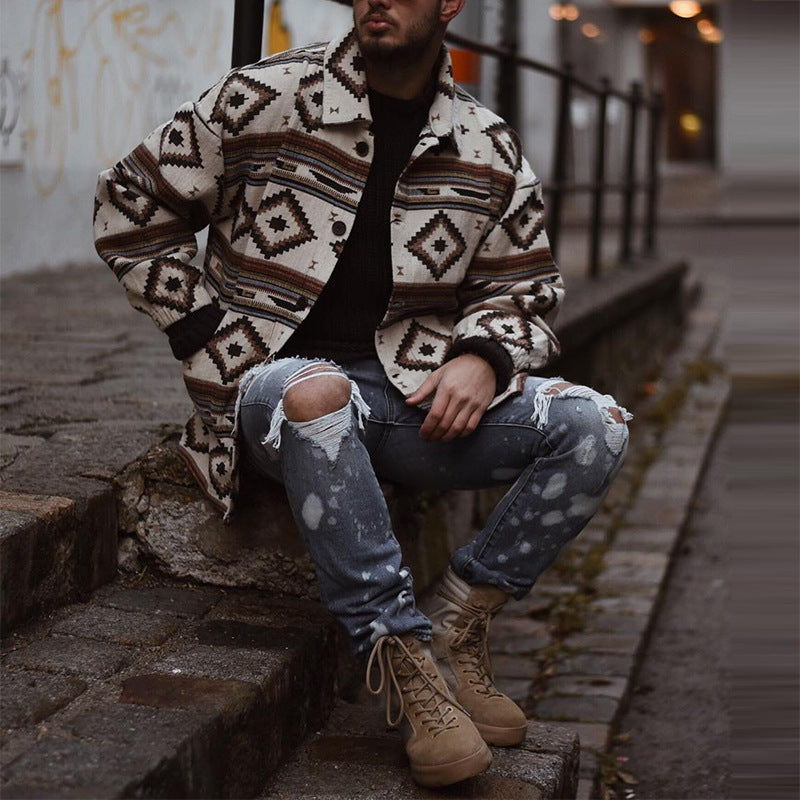 Youth Lapel Fashion Print Jacket