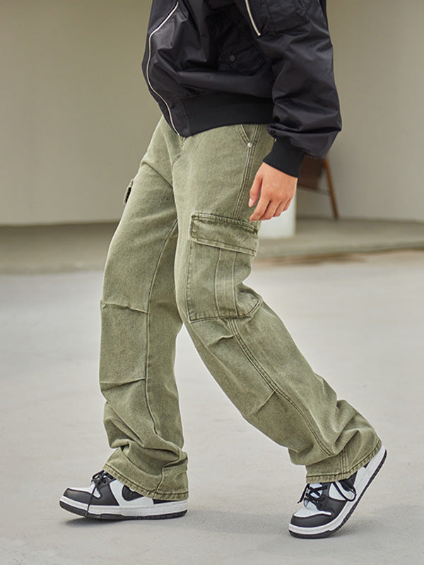 Knee Pleated Design Leisure Cargo Trousers Men