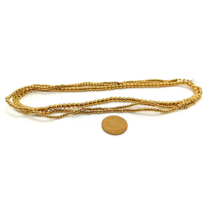 Round Beads Haematite Gold-plated Color-preserving Scattered Beads DIY Necklace