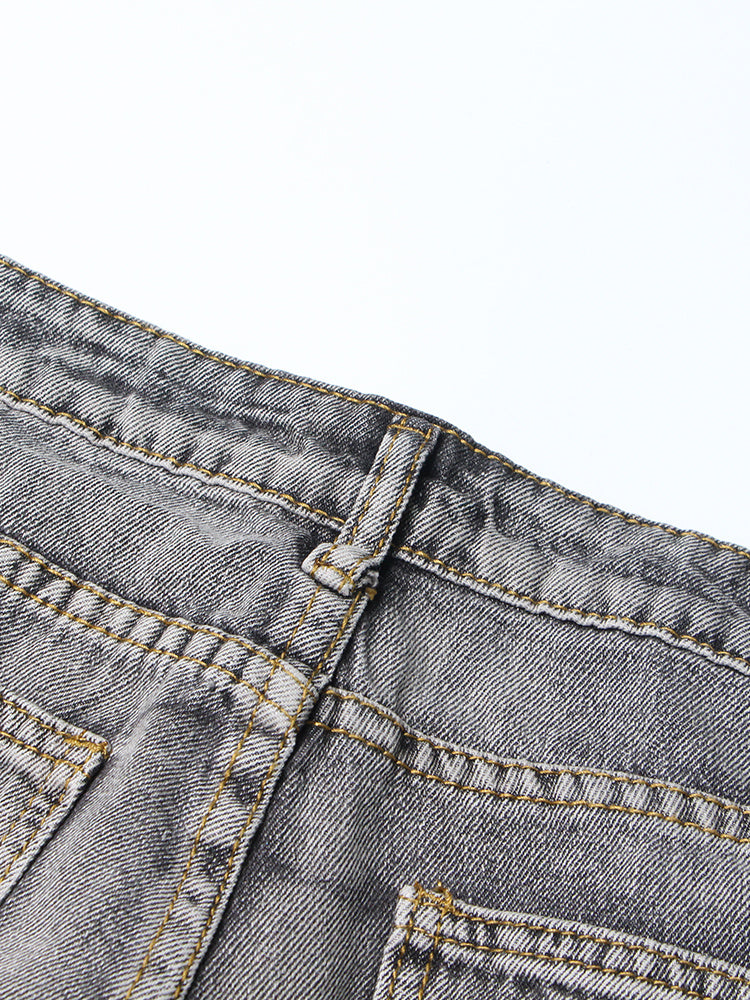 Retro Tie-dyeing Gradient Washed-out Jeans Woman