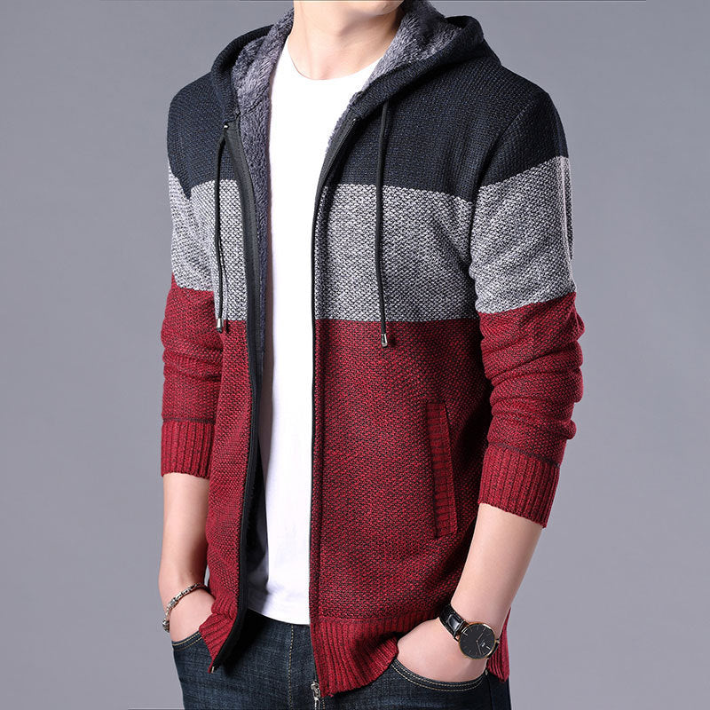 Men's Jacket Stand Collar Cardigan With Hood