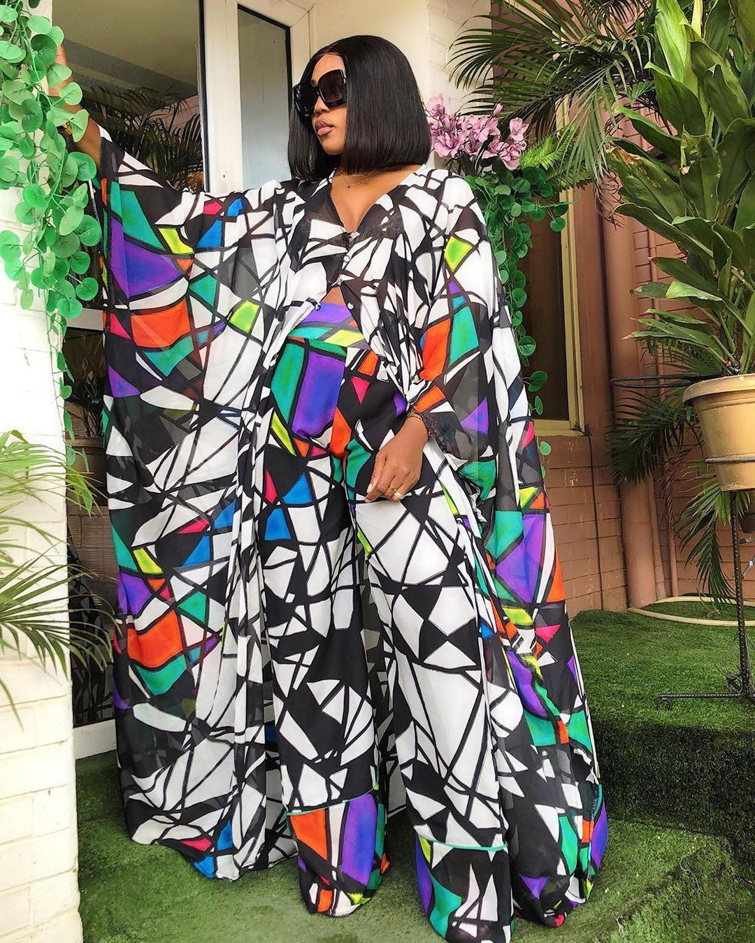 African Color Fashion Suit Dress And Pants