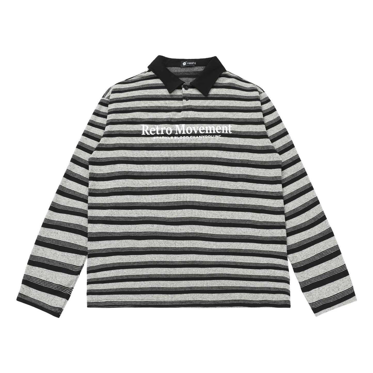 American Style Retro Striped Polo Collar Long-sleeved T-shirt Autumn Fashion Brand Loose All-match Lapel Couple Top
