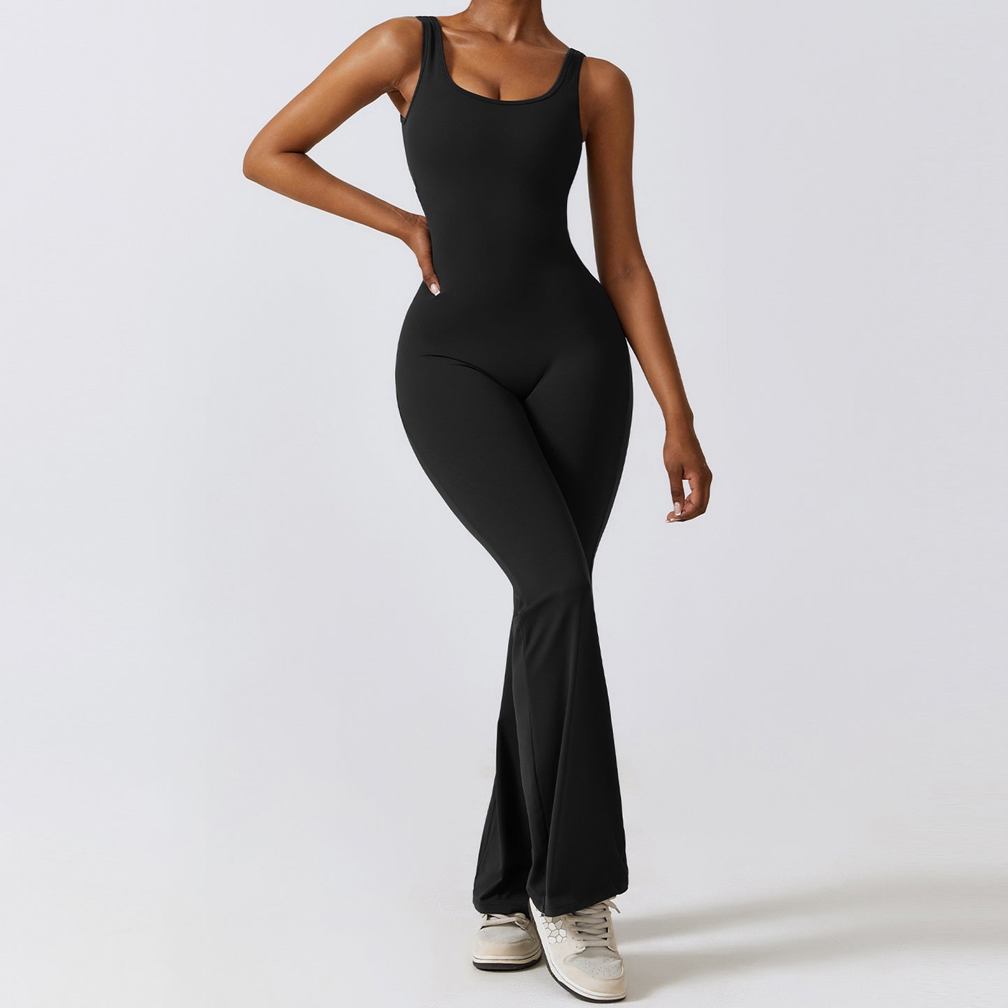 The United States Hollow-out Back Jumpsuit Peach Hip-lifting Sports Fitness Suit Micro-hora Jumpsuit Yoga Suit