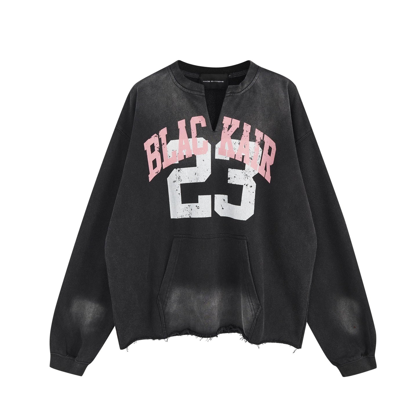 Autumn And Winter New American Style Retro Letter Printing Washed Old V-neck Pullover Sweat For Men And Women