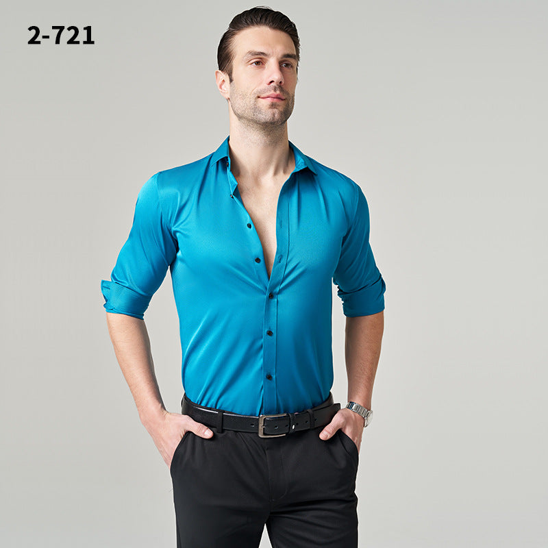 Men's Shirt 2024 New Business Casual Shirt Men's Top Long Sleeve All-match Ruffian Handsome High-end Summer Men's Wear