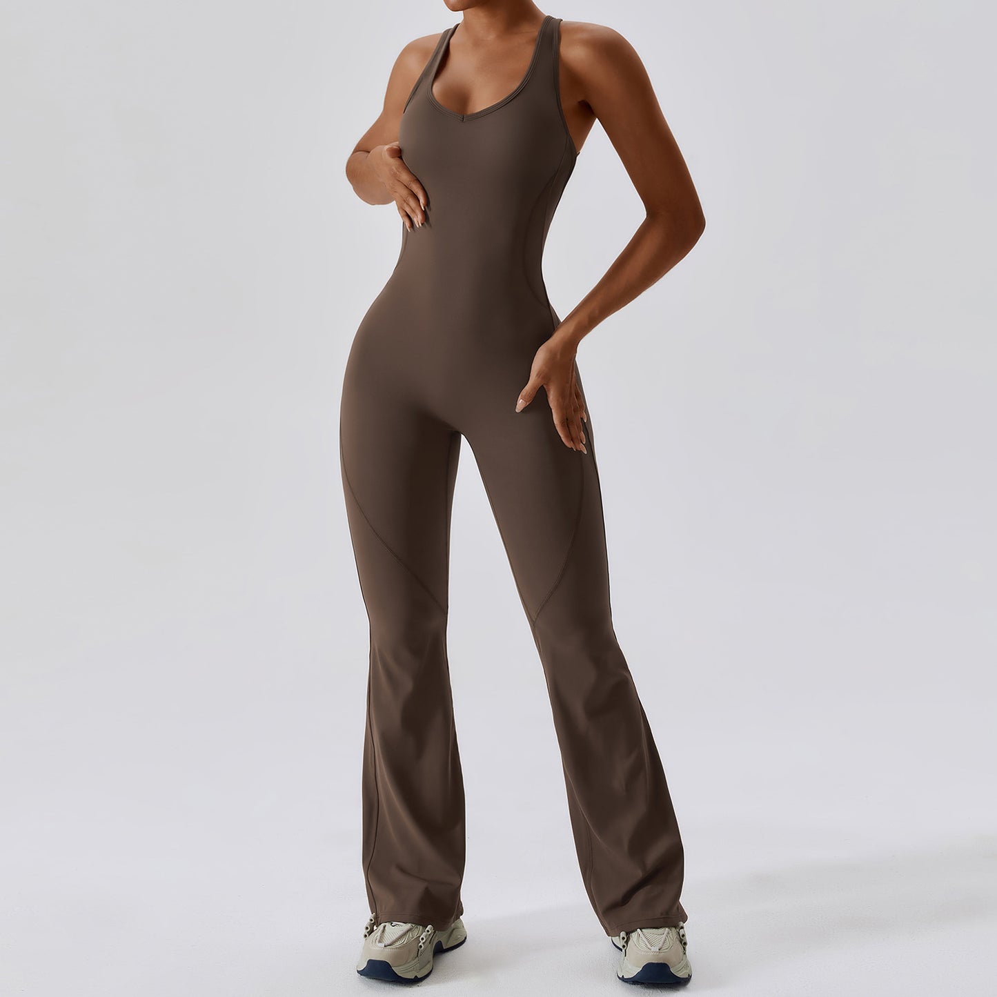 European And American Quick-drying Tight-fitting Yoga Suit Dance Sports Fitness Suit Hip-lifting And Abdominal-tightening Micro-hora Lianhe Yoga Suit 8117