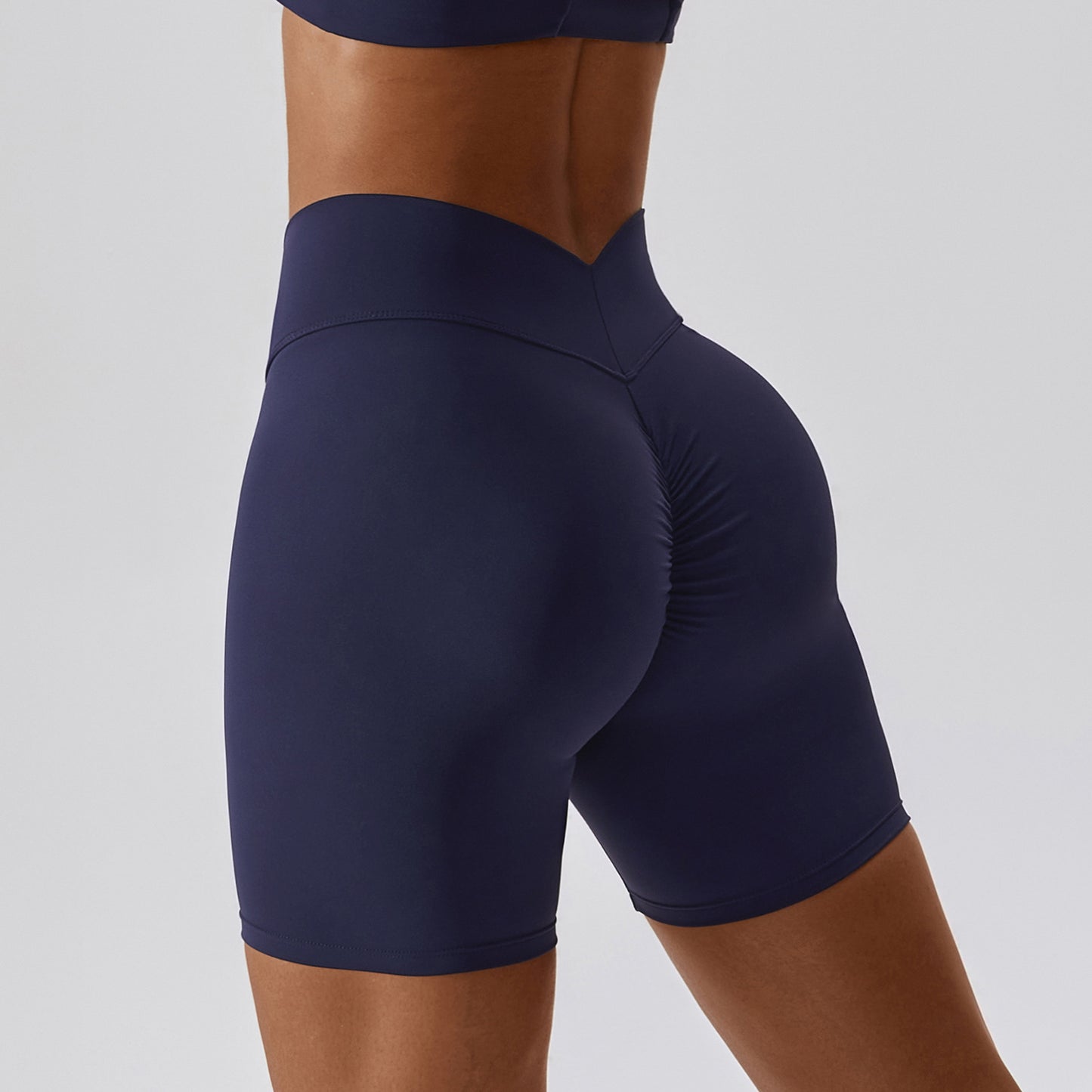 European And American Naked Tight Yoga Shorts Women's High Waist Hip-lifting Fitness Pants Running Tight Sports Shorts 8233