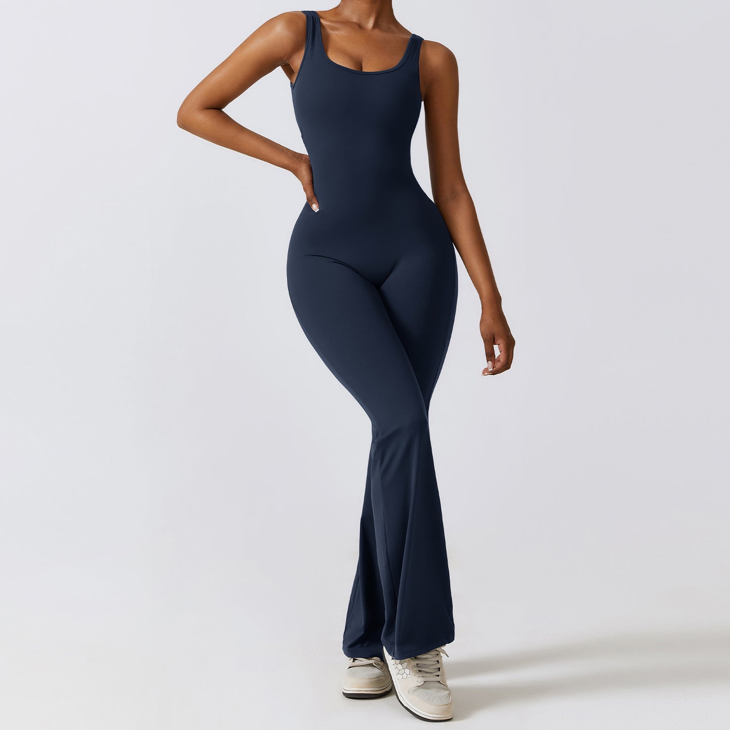 The United States Hollow-out Back Jumpsuit Peach Hip-lifting Sports Fitness Suit Micro-hora Jumpsuit Yoga Suit