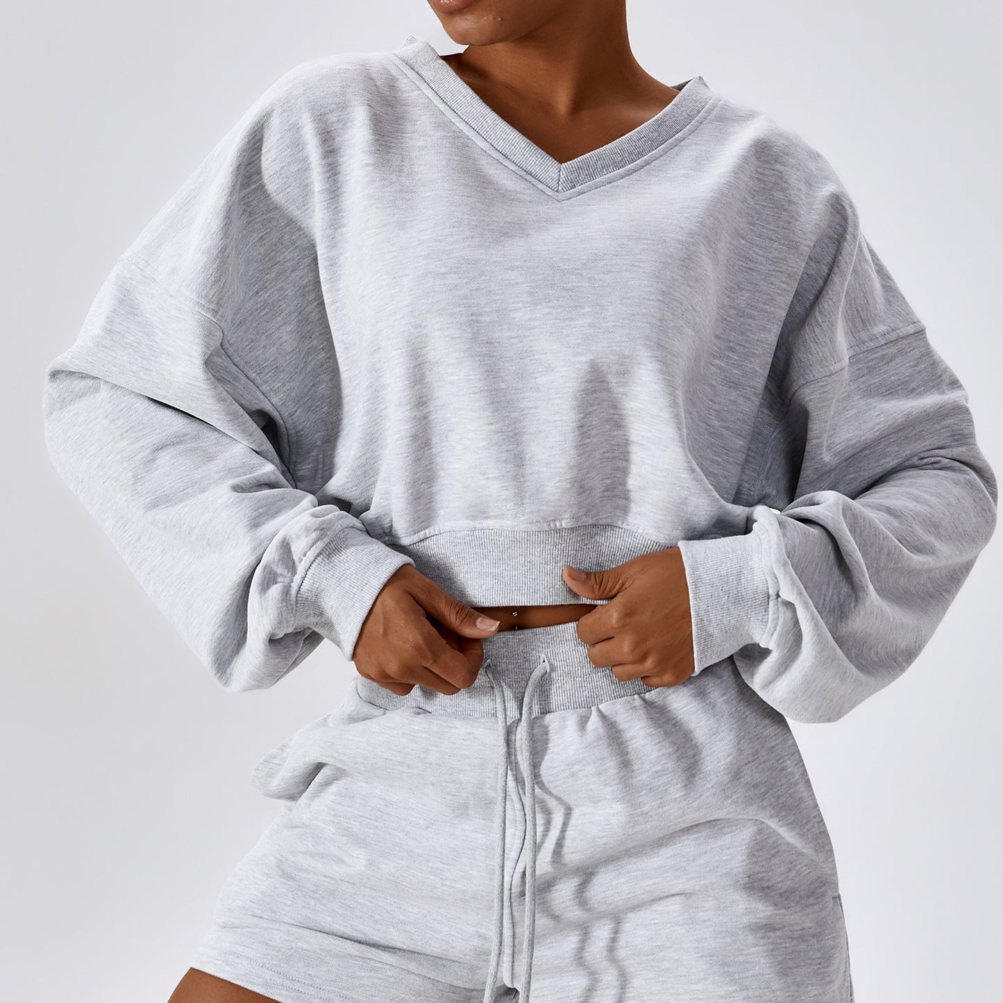 European And American Loose Long Sleeve Sports Sweat Outdoor Warm V-neck Pullover All-match Casual Sweat Top 8235