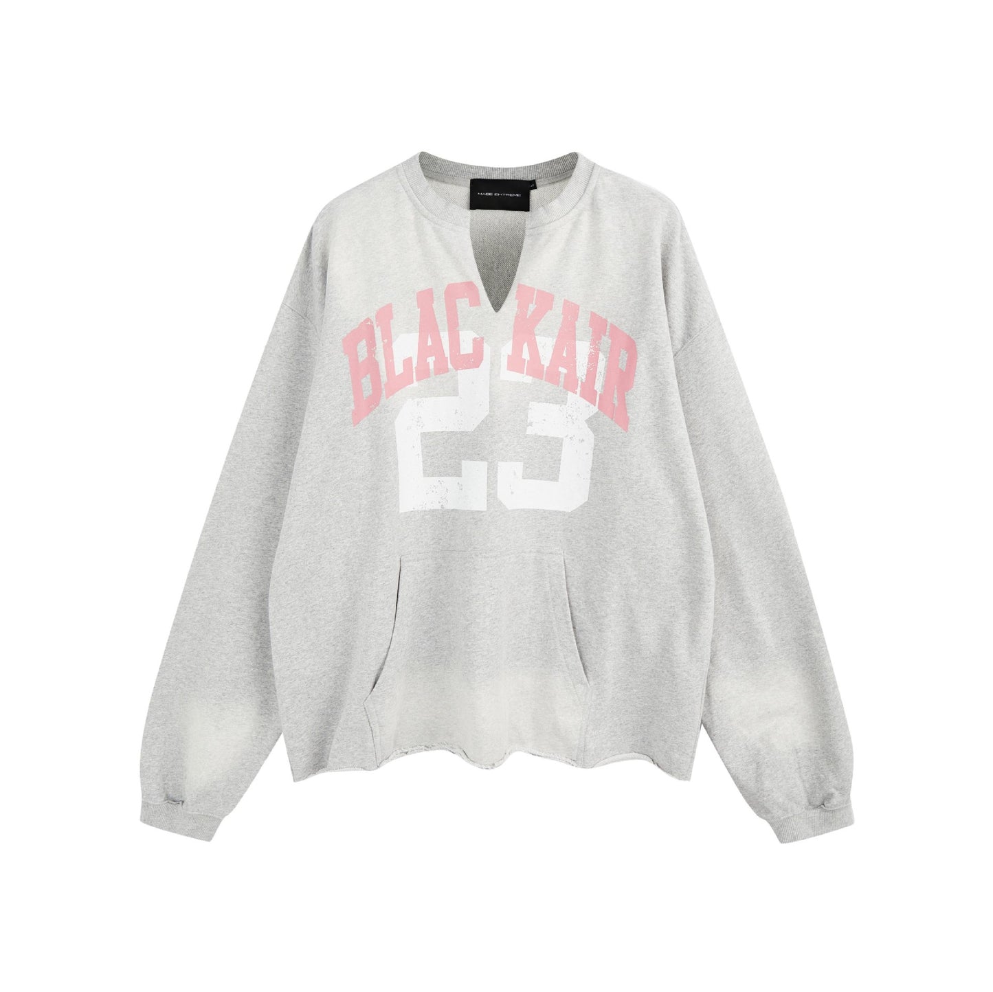 Autumn And Winter New American Style Retro Letter Printing Washed Old V-neck Pullover Sweat For Men And Women