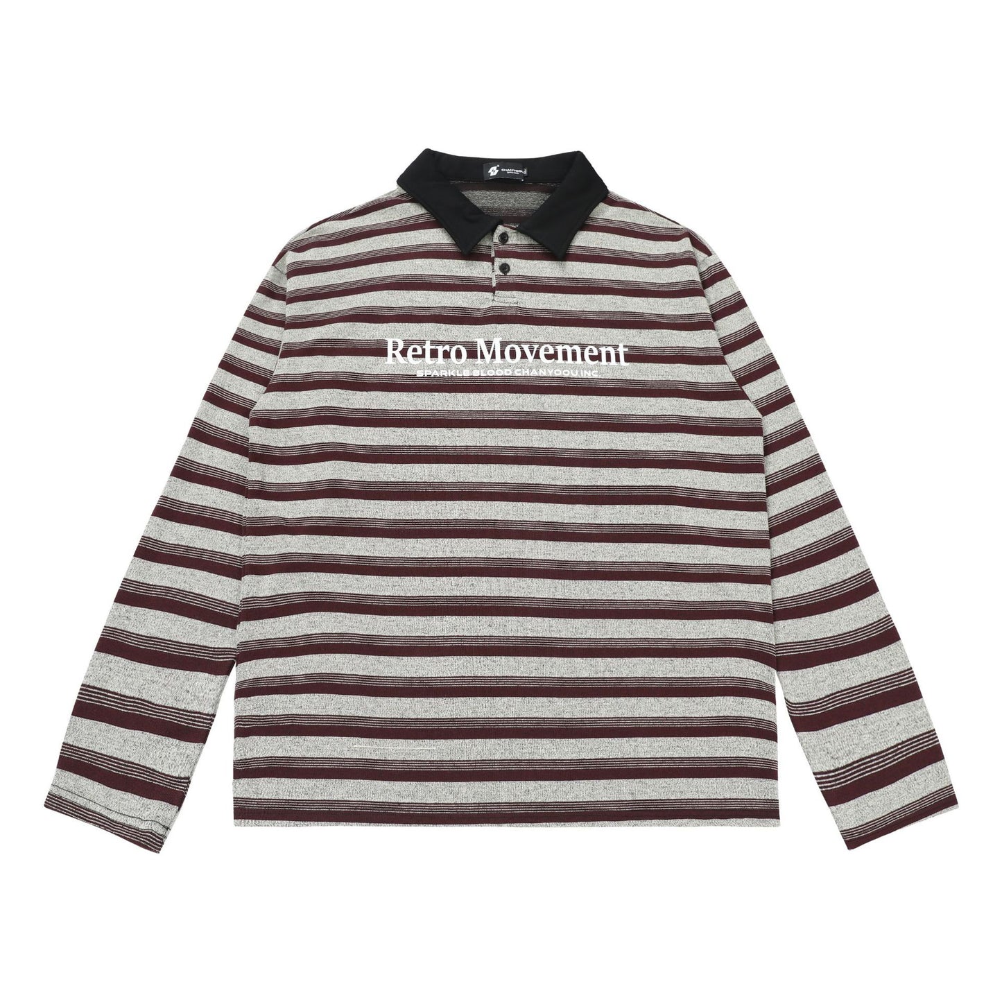 American Style Retro Striped Polo Collar Long-sleeved T-shirt Autumn Fashion Brand Loose All-match Lapel Couple Top