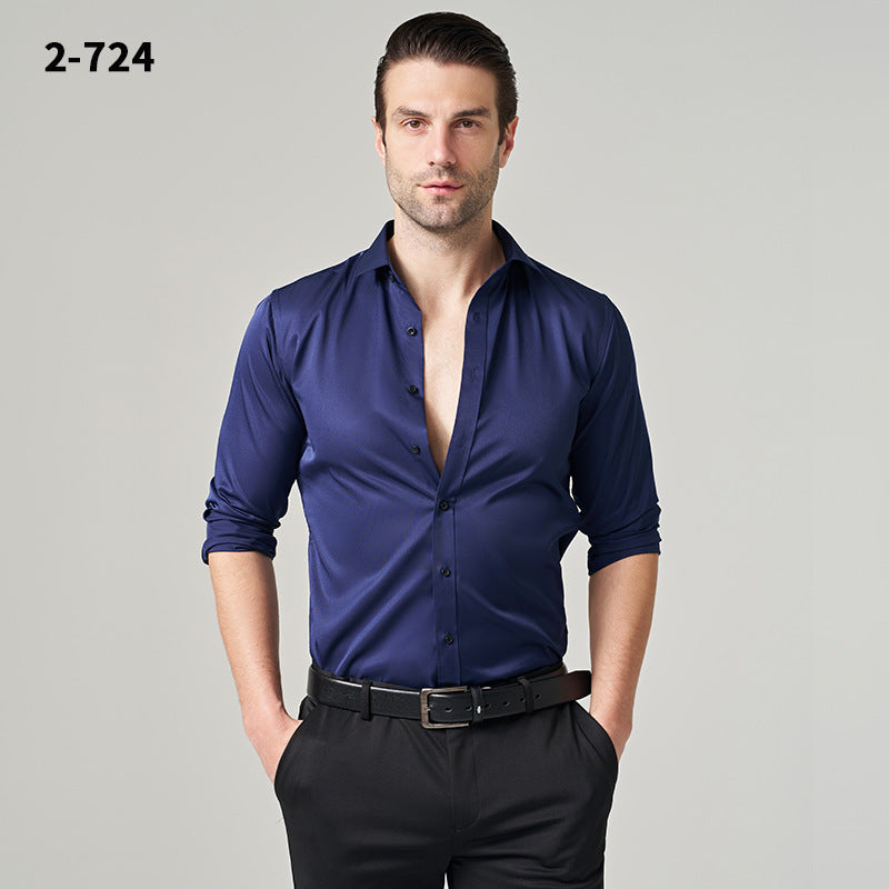Men's Shirt 2024 New Business Casual Shirt Men's Top Long Sleeve All-match Ruffian Handsome High-end Summer Men's Wear