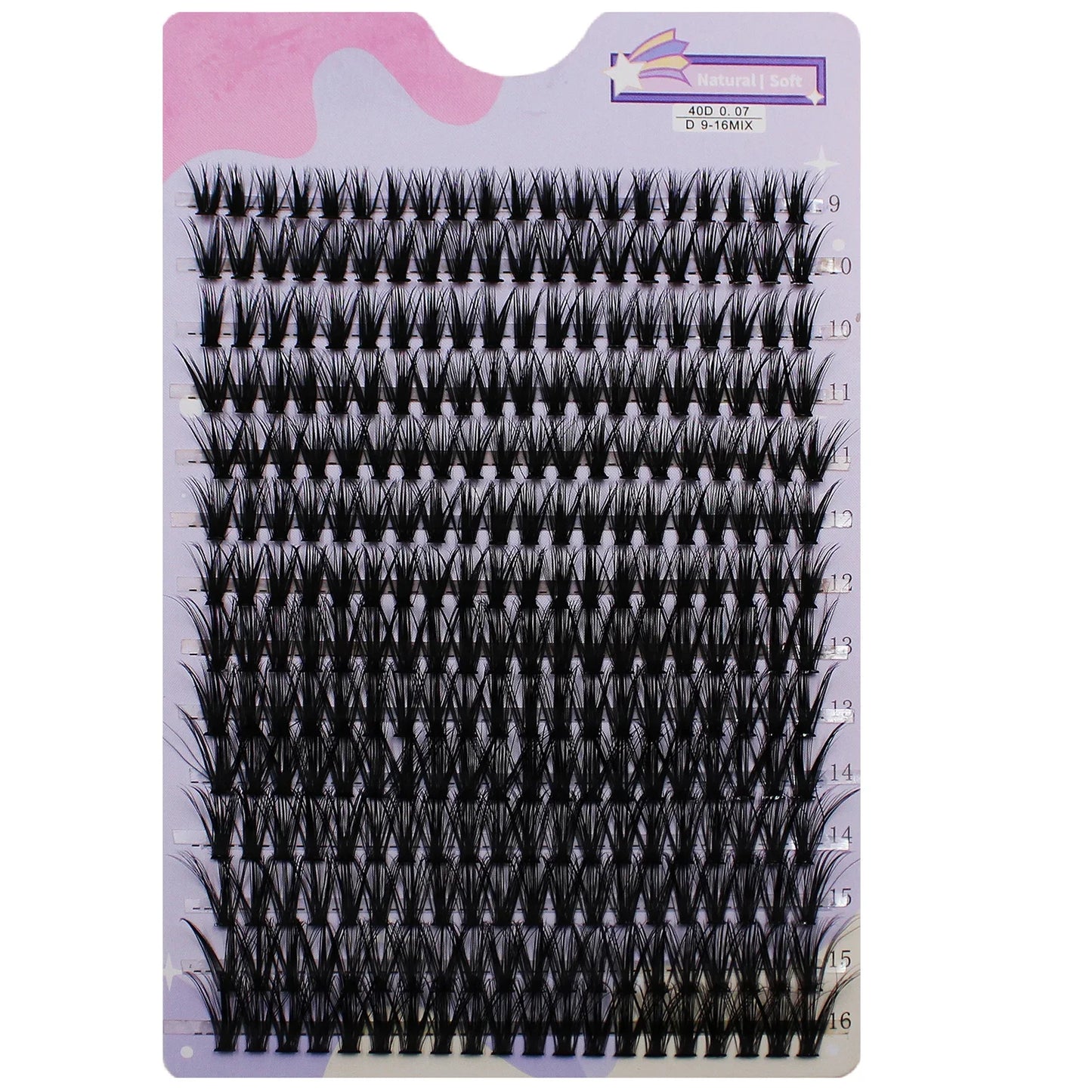 14 Rows 280 Clusters 40D Mix 9-16mm Cluster Lashes Extension Natural