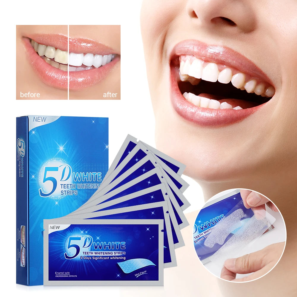 14pcs/box 5D Teeth Whitening Strips Toothpaste Gel Oral Hygiene Care