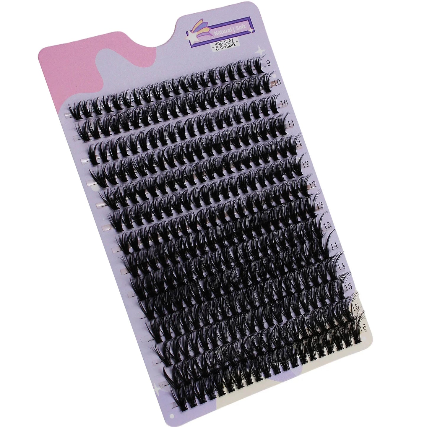 14 Rows 280 Clusters 40D Mix 9-16mm Cluster Lashes Extension Natural